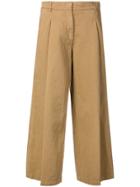 Kiltie Flared Cropped Trousers - Brown