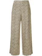 Yves Saint Laurent Vintage Geometric Pattern Cropped Trousers - Nude &