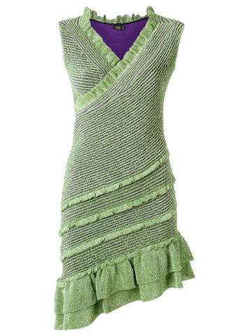 Gig V Neck Knit Dress, Women's, Size: P, Green, Polyamide/viscose/spandex/elastane