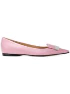 Sergio Rossi Logo Plaque Ballerinas - Pink & Purple