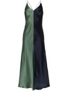 Lee Mathews Sierra Two-tone Silk Slip Dress - Green