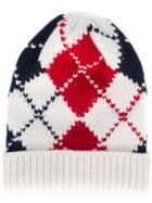 Thom Browne Embroidered Knitted Beanie Hat - White