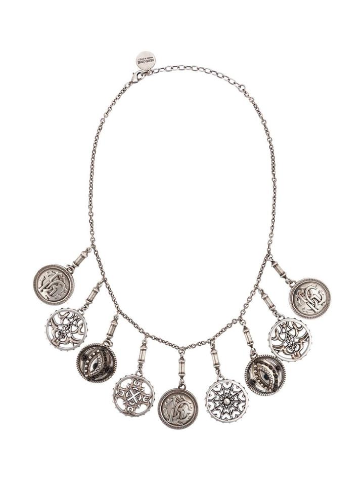 Roberto Cavalli Coin Charm Necklace - Silver