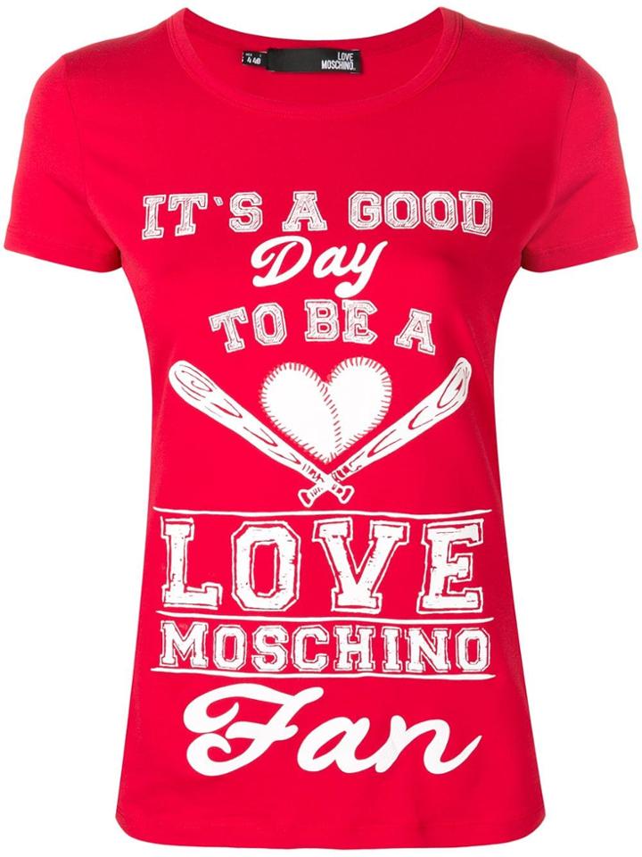 Love Moschino Quote Print T-shirt - Red