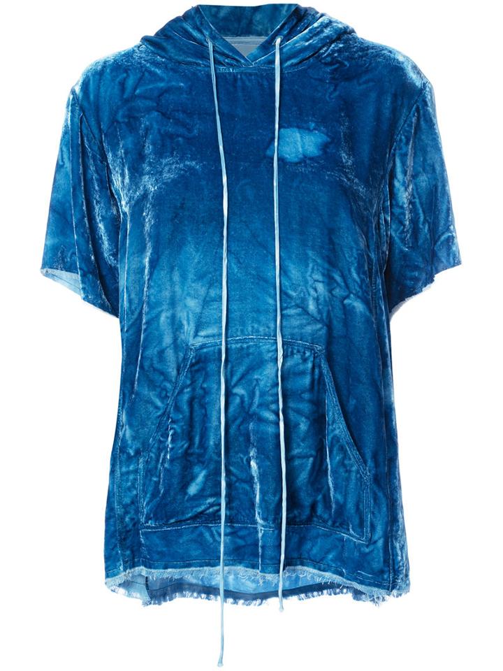 Raquel Allegra - Distressed Pull-over Top - Women - Silk/rayon - 0, Blue, Silk/rayon