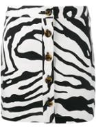 Adam Lippes Zebra Print Mini Skirt, Women's, Size: 10, Black, Cotton/silk/spandex/elastane