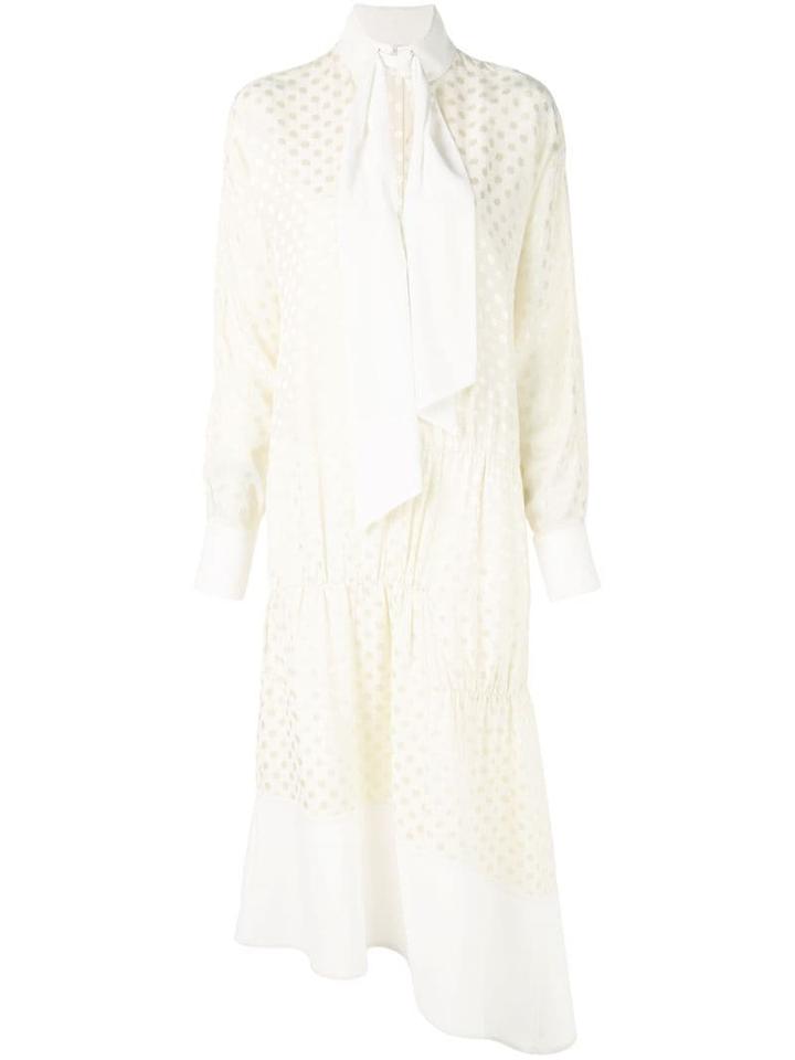 Tibi Polka Dot Tie Neck Dress - Yellow