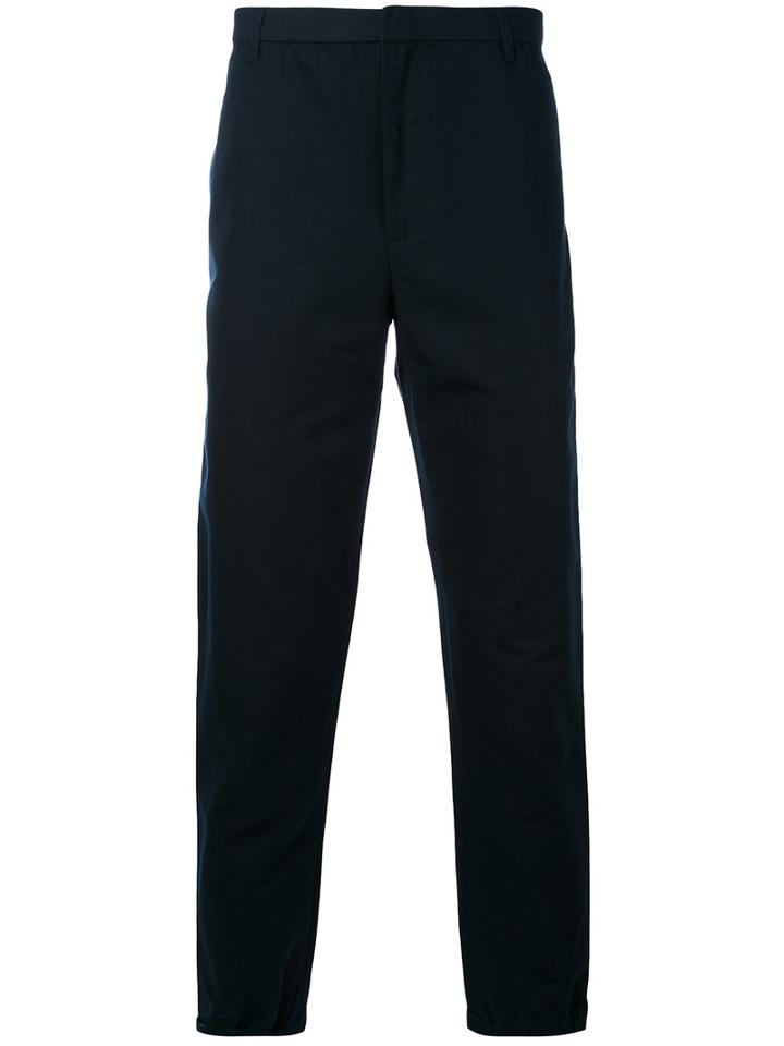 Button Detail Trousers - Men - Cotton - 48, Blue, Cotton, Emporio Armani