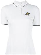 Dolce & Gabbana Star Patch Polo Shirt, Women's, Size: 44, White, Cotton/viscose/polyester