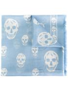 Alexander Mcqueen Skull Scarf, Men's, Blue, Modal/shell