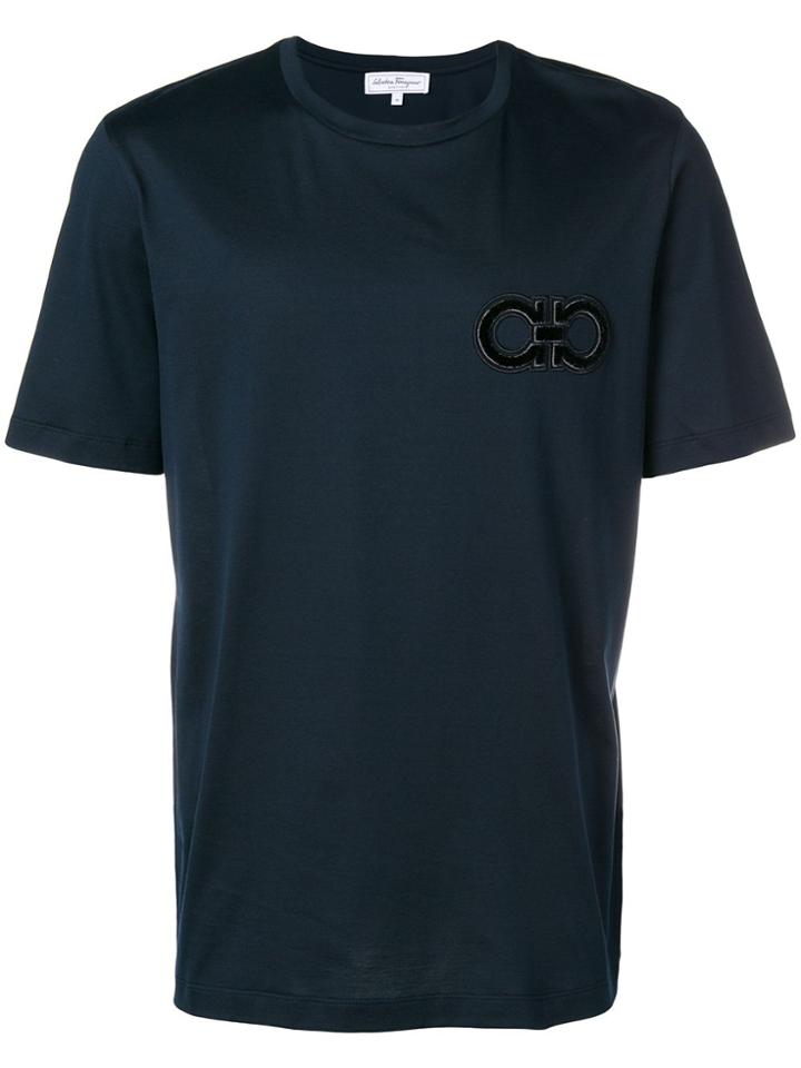 Salvatore Ferragamo Double Gancio Embroidered T-shirt - Blue