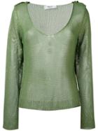 Blugirl Sheer Knitted Top, Women's, Size: 44, Green, Viscose