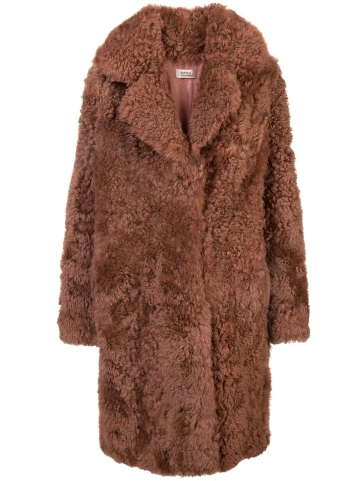Yves Salomon Shearling Single Breasted Coat - Brown