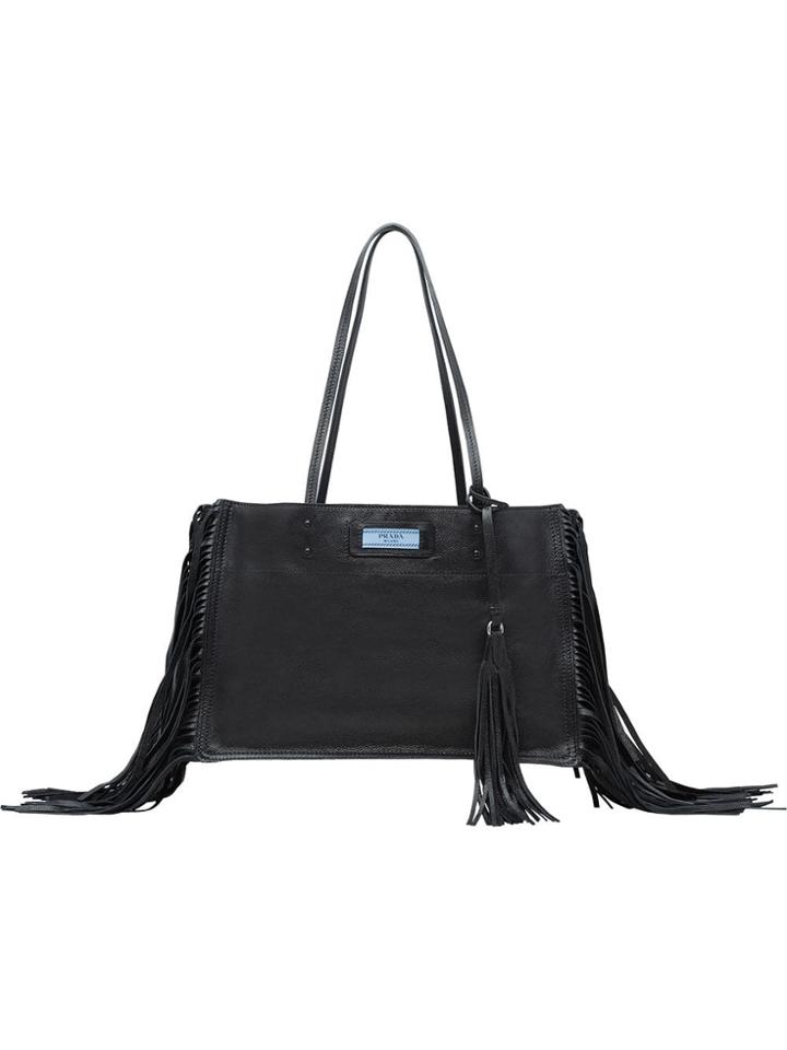 Prada Etiquette Fringed Tote - Black