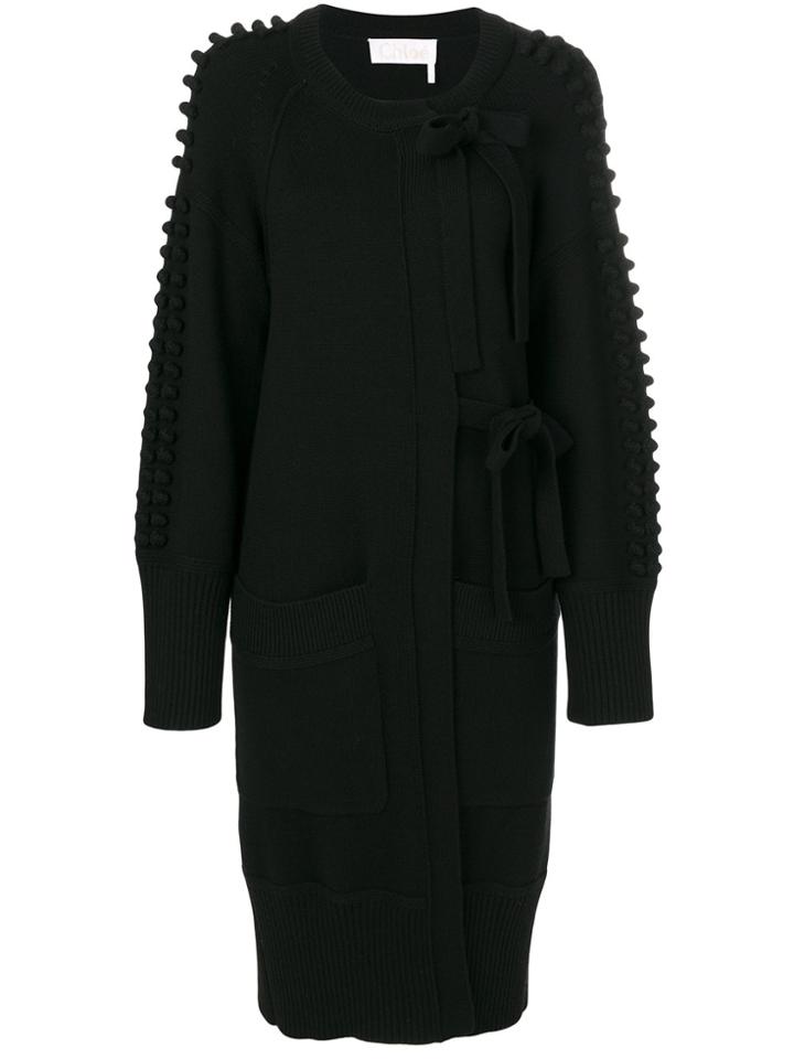 Chloé Long Textured Cardigan - Black