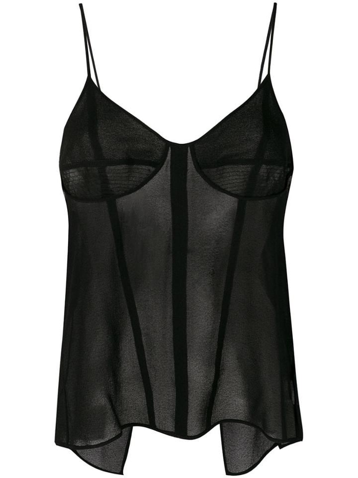 Olivier Theyskens Sheer Open Back Top - Black