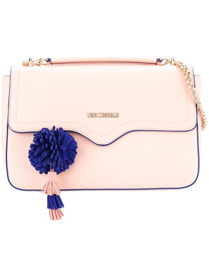 Love Moschino Pompom-detail Satchel - Pink & Purple