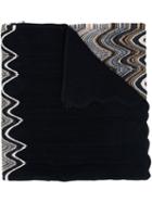 Missoni Wave Knit Scarf, Women's, Black, Acrylic/cashmere/wool
