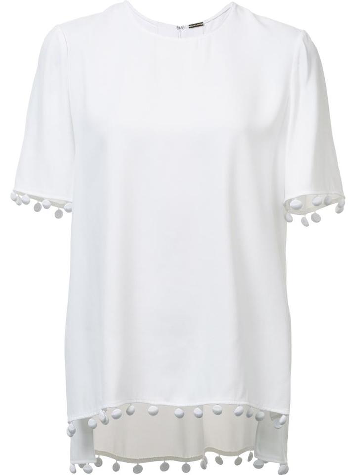 Adam Lippes Crepe Fringe Top, Women's, Size: 2, White, Polyester/viscose