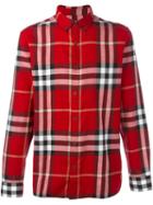 Burberry Checked Shirt, Men's, Size: Medium, Red, Cotton
