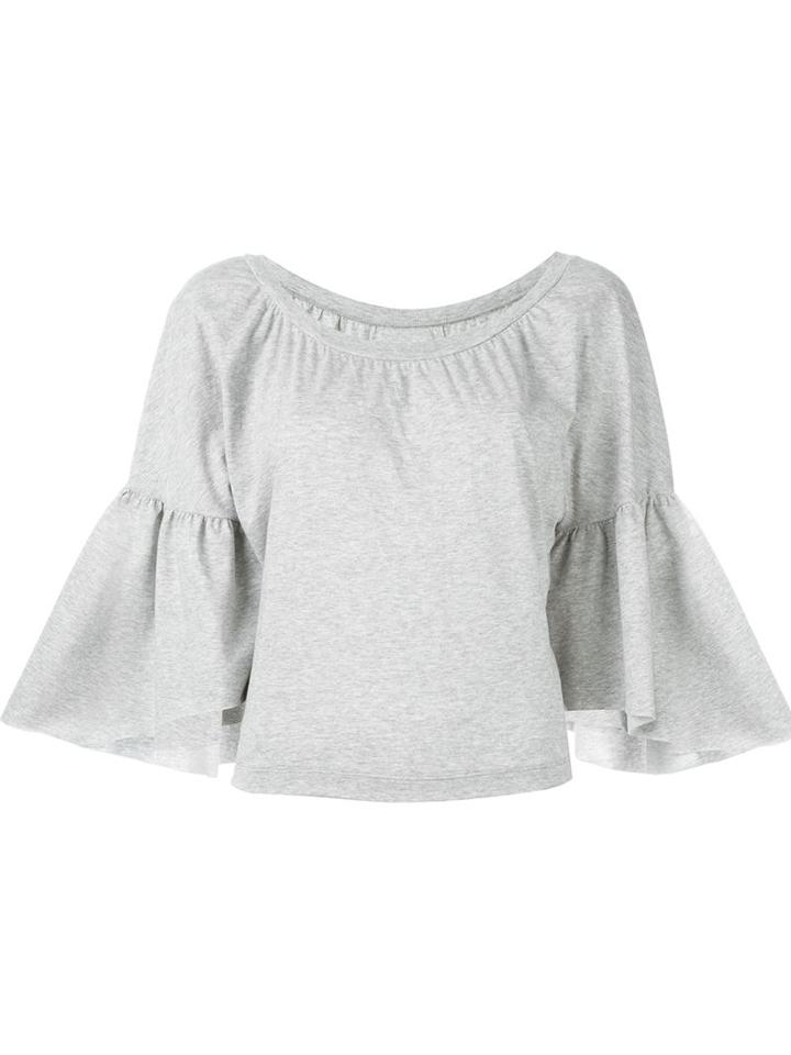 Mm6 Maison Margiela Bell Sleeve T-shirt, Women's, Size: Large, Grey, Cotton