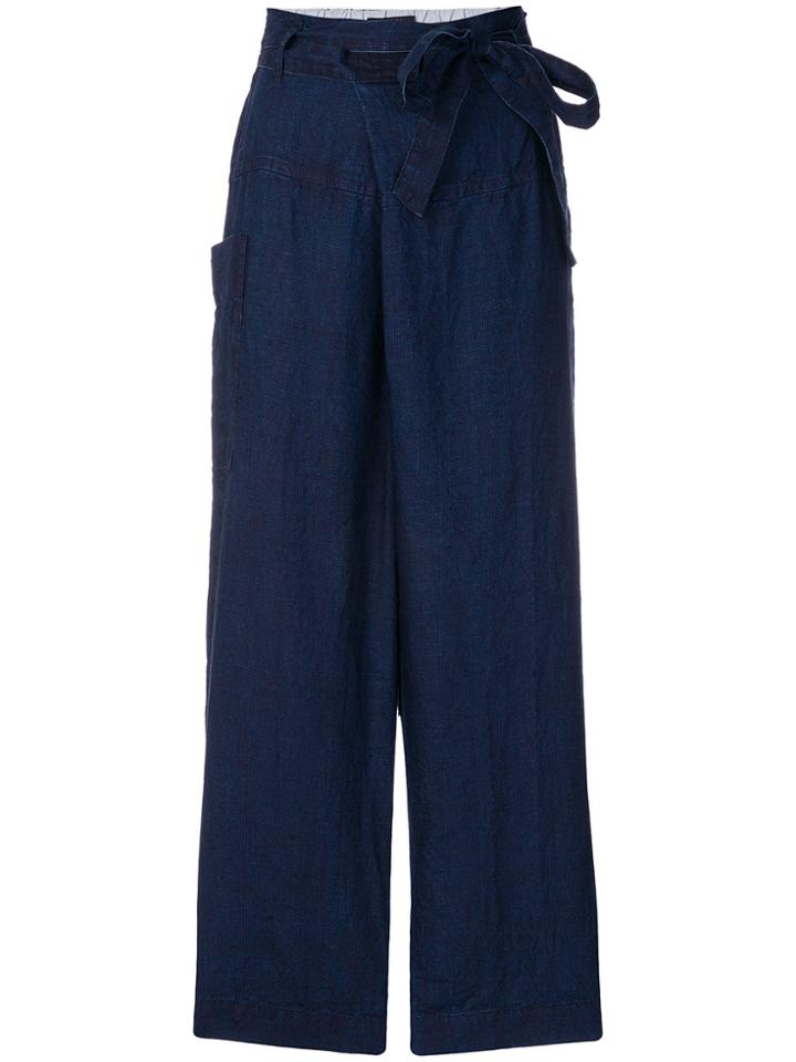 Pas De Calais Cropped Belted Trousers - Blue