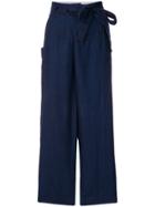 Pas De Calais Cropped Belted Trousers - Blue