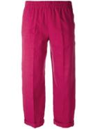Forte Forte Turn Up Hem Trousers, Women's, Size: 0, Red, Cotton/linen/flax