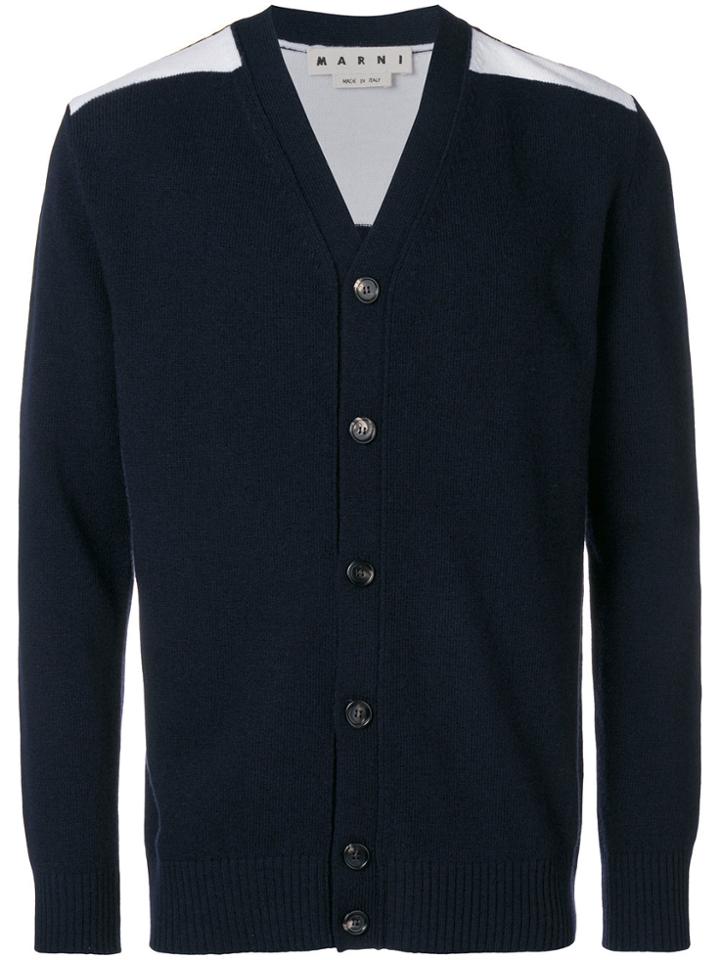 Marni Contrasting Panel Cardigan - Blue