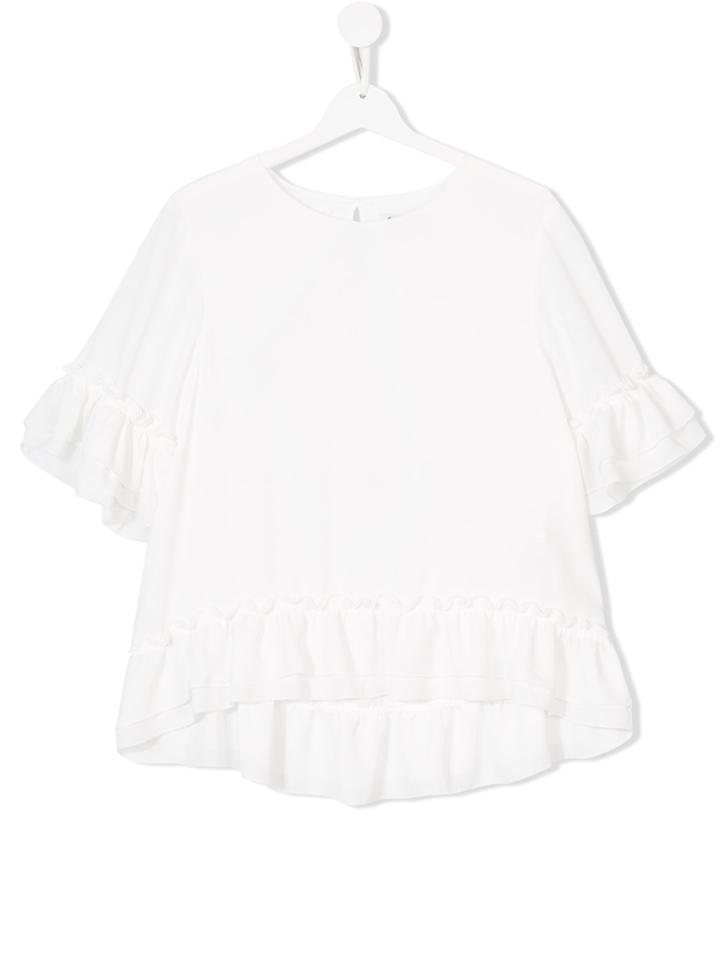 Dondup Kids Ruffled Hem Top - White