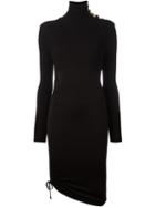 Pierre Balmain Asymmetric Fitted Dress, Women's, Size: 36, Black, Viscose/spandex/elastane
