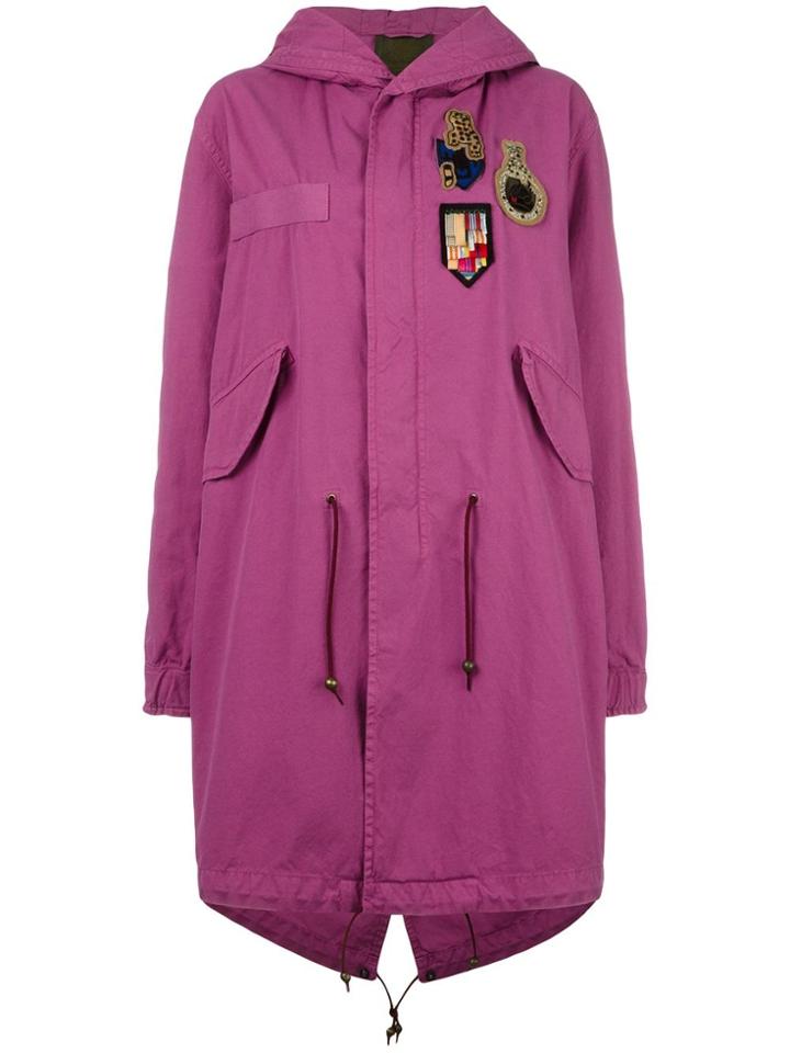 Mr & Mrs Italy Multipatched Midi Parka - Pink & Purple