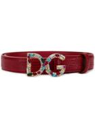 Dolce & Gabbana Bejeweled Dg Buckle Belt - Red
