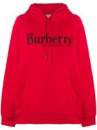 Burberry Logo Hooded Sweatshirt - Red