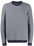 Prada Geometric Jacquard Knit Sweater - Blue