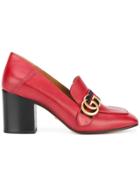 Gucci Gg Web Mid-heel Loafer Pumps - Red