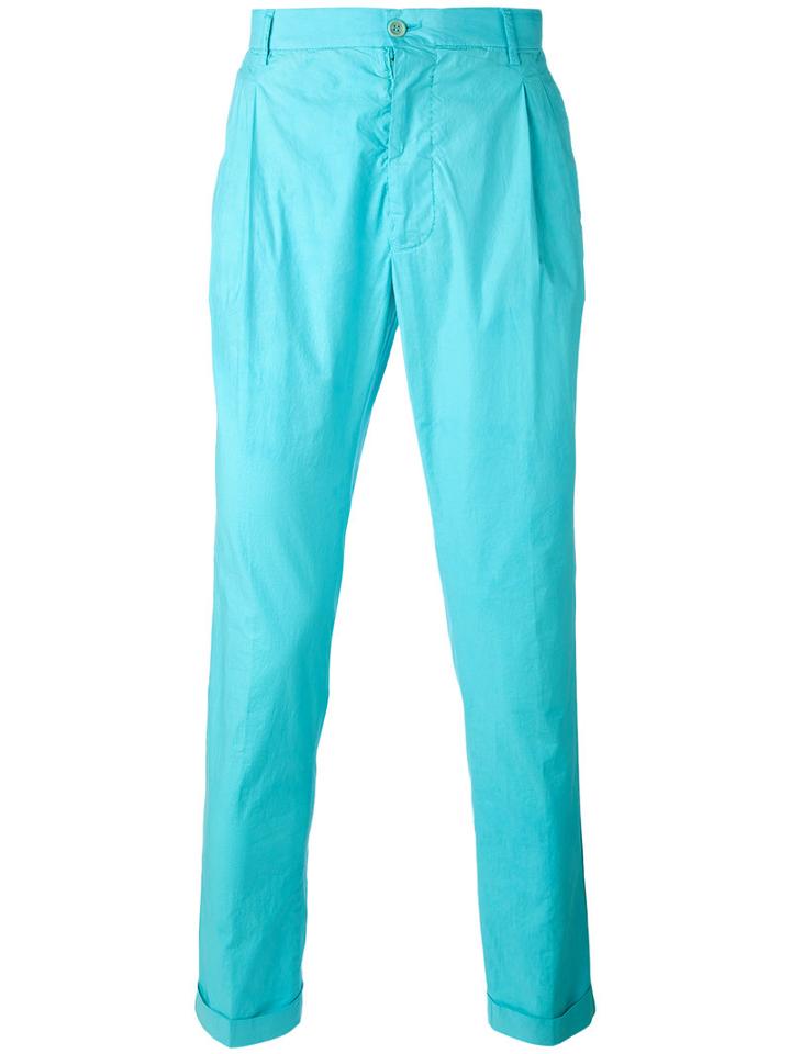 Etro - High Waisted Trousers - Men - Cotton/spandex/elastane - 44, Blue, Cotton/spandex/elastane