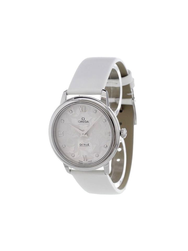 Omega 'de Ville Prestige Butterfly' Analog Watch, White