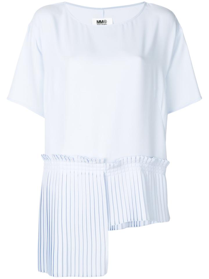 Mm6 Maison Margiela Pleated Hem Blouse - Blue