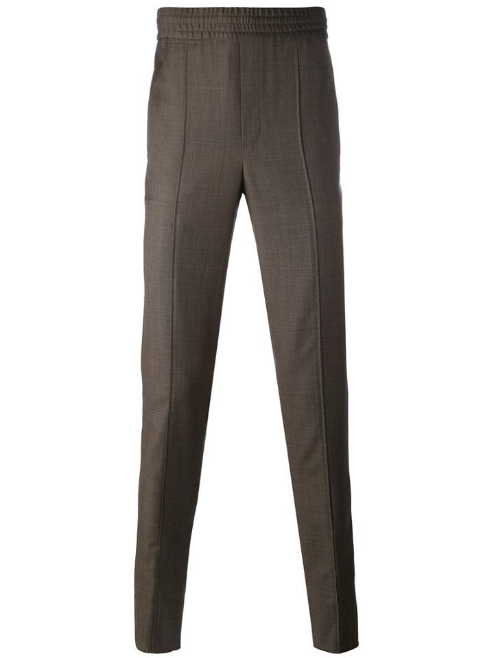 Neil Barrett - Elastic Waist Seamed Trousers - Men - Cotton/virgin Wool - 52, Brown, Cotton/virgin Wool
