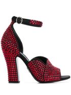 Prada Crystal Embellished 105mm Sandals - Red