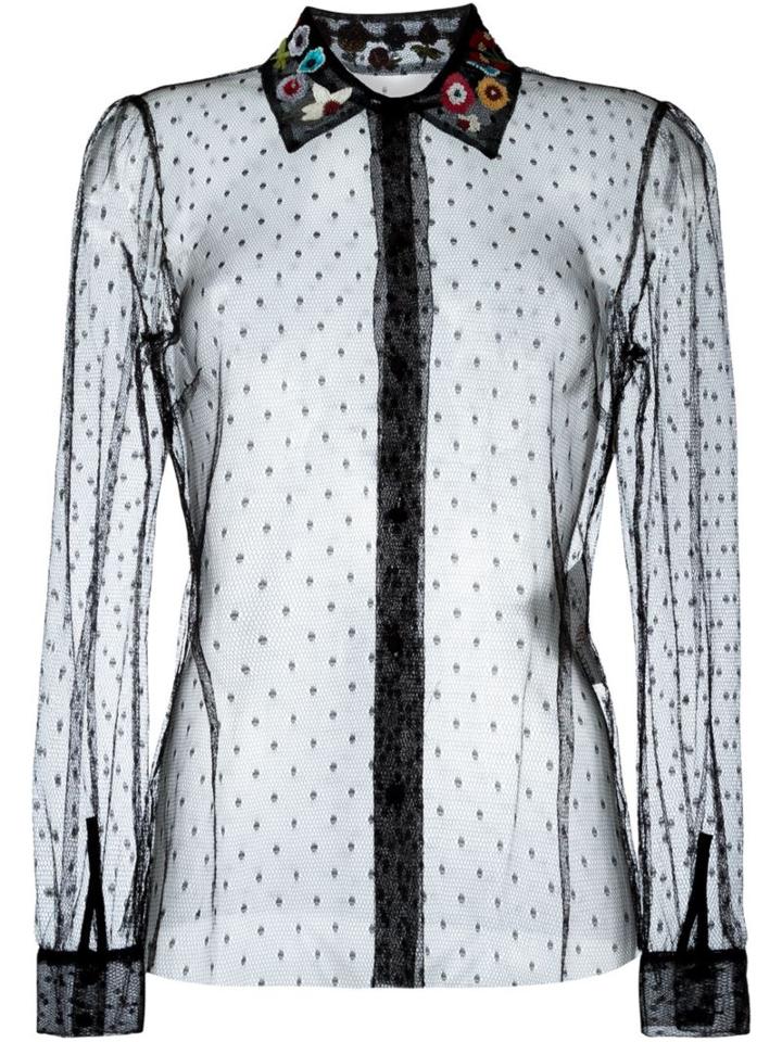 Red Valentino Embroidered Collar Tulle Shirt