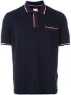 Moncler Gamme Bleu Striped Trim Polo Shirt, Men's, Size: Xl, Blue, Cotton