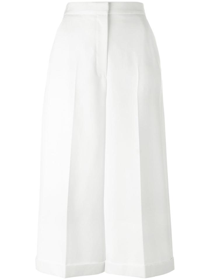 Alexander Mcqueen Cropped Trousers, Women's, Size: 40, White, Cupro/virgin Wool