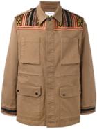 Fashion Clinic Timeless Embroidered Panel Field Jacket - Brown