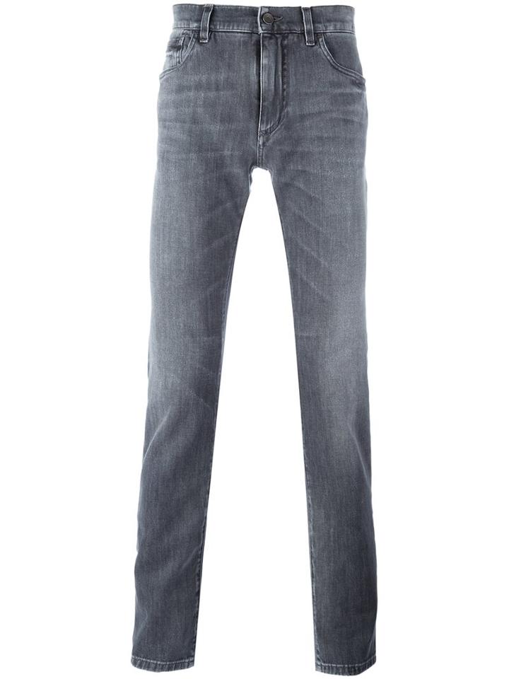 Dolce & Gabbana Skinny Jeans, Men's, Size: 52, Grey, Cotton/spandex/elastane