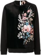 No21 Embroidered Floral Sweater - Black