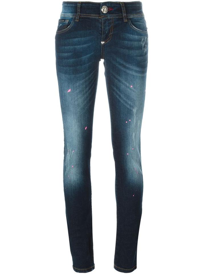 Philipp Plein Artistic Slim Fit Jeans, Women's, Size: 29, Blue, Cotton/spandex/elastane