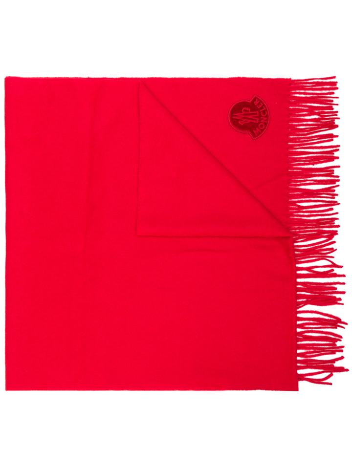 Moncler Logo Patch Scarf - Red