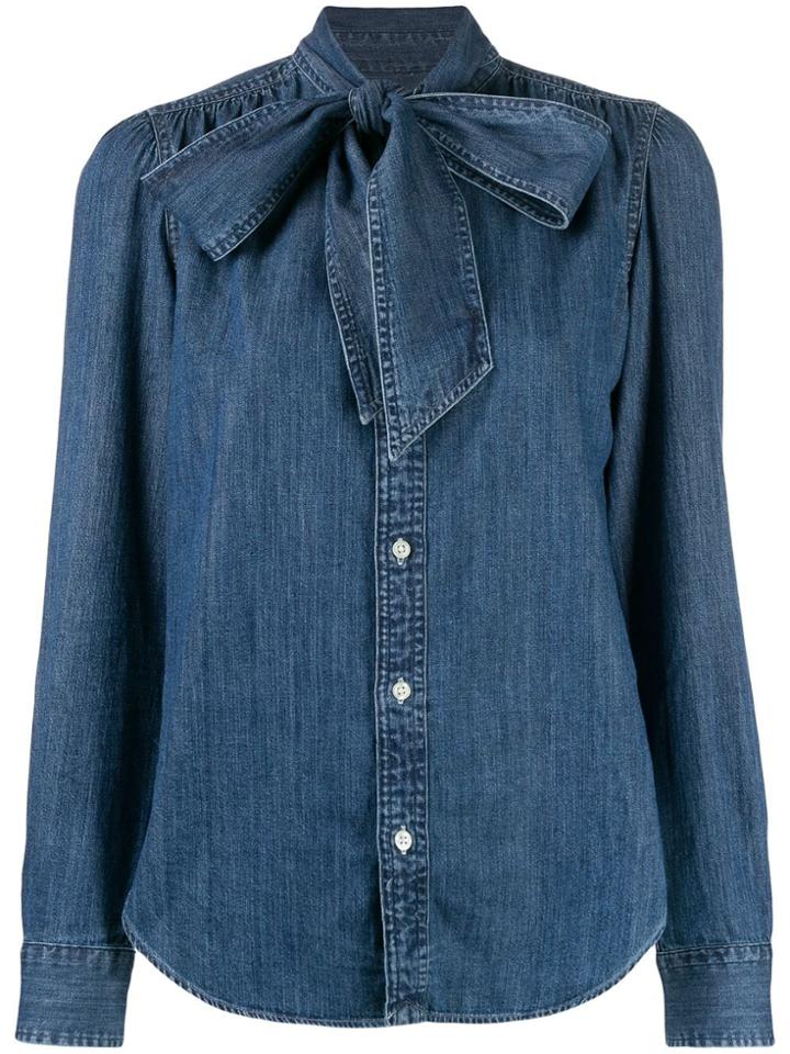 Polo Ralph Lauren Pussy Bow Denim Shirt - Blue
